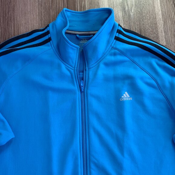 Adidas Blue Black Stripe Light Weight Zip Up Track Jacket, Size XL - Picture 3 of 10